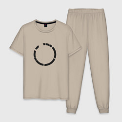 Пижама хлопковая мужская Минималистичный круг, цвет: миндальный