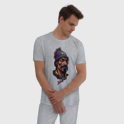 Пижама хлопковая мужская Snoop dogg head, цвет: меланж — фото 2