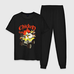 Пижама хлопковая мужская Чикен Ган погоня, цвет: черный