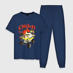Пижама хлопковая мужская Чикен Ган погоня, цвет: тёмно-синий