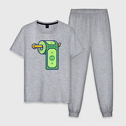Пижама хлопковая мужская Бумажные деньги, цвет: меланж