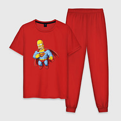 Пижама хлопковая мужская Гомер супермен, цвет: красный