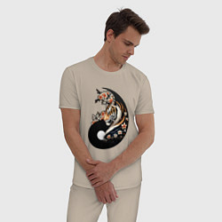 Пижама хлопковая мужская Тигр - Янь, цвет: миндальный — фото 2