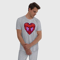 Пижама хлопковая мужская Evil heart, цвет: меланж — фото 2