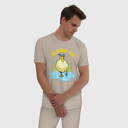 Пижама хлопковая мужская No ducking way, цвет: миндальный — фото 2