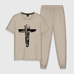 Пижама хлопковая мужская Крест фактурный, цвет: миндальный