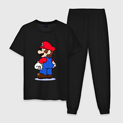 Пижама хлопковая мужская Марио с принцессой, цвет: черный
