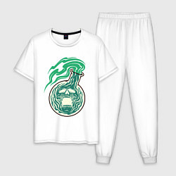 Пижама хлопковая мужская Череп в колбе, цвет: белый
