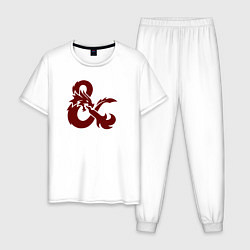 Пижама хлопковая мужская Подземелья и драконы лого, цвет: белый