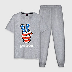 Пижама хлопковая мужская USA peace, цвет: меланж