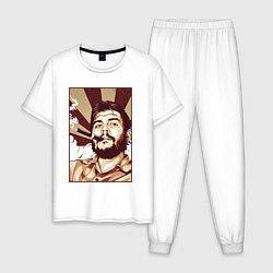 Пижама хлопковая мужская Эрнесто - портрет, цвет: белый