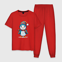 Мужская пижама Снеговик в шапочке и с шарфом