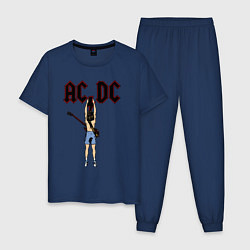 Пижама хлопковая мужская Angus Young, цвет: тёмно-синий