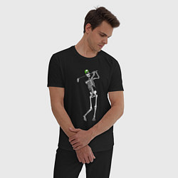 Пижама хлопковая мужская Golfing skeleton, цвет: черный — фото 2