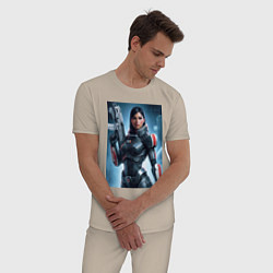 Пижама хлопковая мужская Mass Effect -N7 armor, цвет: миндальный — фото 2