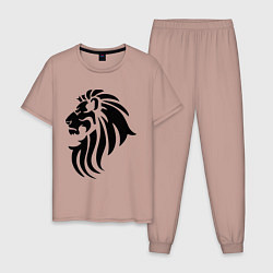 Пижама хлопковая мужская Лев тату, цвет: пыльно-розовый