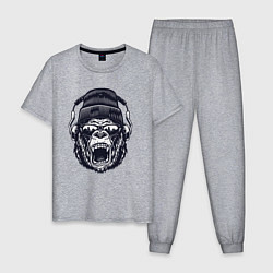 Пижама хлопковая мужская Music gorilla, цвет: меланж