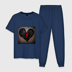 Пижама хлопковая мужская Треск в сердце, цвет: тёмно-синий