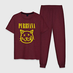 Пижама хлопковая мужская Purrvana, цвет: меланж-бордовый