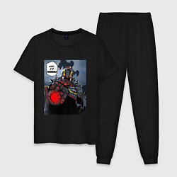 Пижама хлопковая мужская Нужен дроп helldivers 2, цвет: черный