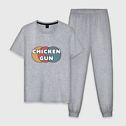 Пижама хлопковая мужская Chicken gun круги, цвет: меланж