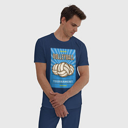 Пижама хлопковая мужская Волейбольный турнир, цвет: тёмно-синий — фото 2