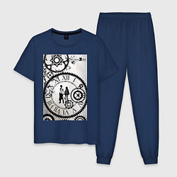 Пижама хлопковая мужская Врата Штейна Ринтаро Окабэ Курису Макисэ, цвет: тёмно-синий