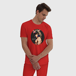 Пижама хлопковая мужская Иноске Хашибира - Клинок, рассекающий демонов, цвет: красный — фото 2