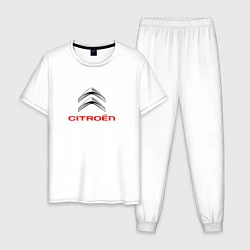 Пижама хлопковая мужская Citroen авто спорт, цвет: белый