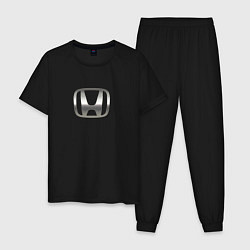 Пижама хлопковая мужская Honda logo auto grey, цвет: черный