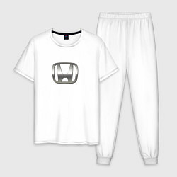 Пижама хлопковая мужская Honda logo auto grey, цвет: белый