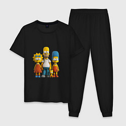 Пижама хлопковая мужская Милая семейка симпсонов, цвет: черный
