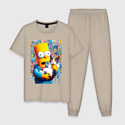 Мужская пижама Bart Simpson with a kitten - ai art