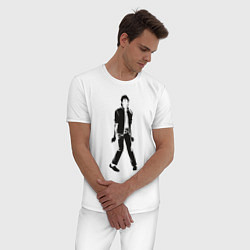 Пижама хлопковая мужская Черный силуэт Джексона, цвет: белый — фото 2
