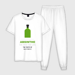 Пижама хлопковая мужская Абсент для тех кто любит, цвет: белый