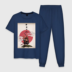 Пижама хлопковая мужская Тони Тони Чоппер самурай, цвет: тёмно-синий