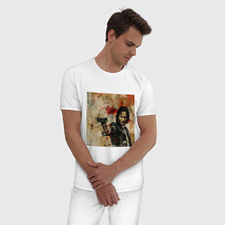 Пижама хлопковая мужская Джон Уик стреляет гранж, цвет: белый — фото 2