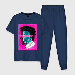 Пижама хлопковая мужская Fight club pink poster, цвет: тёмно-синий