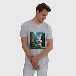 Пижама хлопковая мужская Зайчик на поляне, цвет: меланж — фото 2
