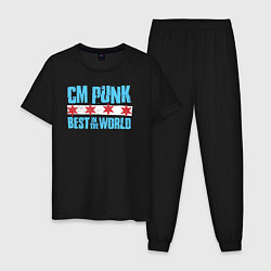 Пижама хлопковая мужская Cm Punk - Best in the World, цвет: черный