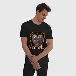 Пижама хлопковая мужская Механическое сердце в пламени, цвет: черный — фото 2