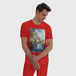 Пижама хлопковая мужская Провожающая в последний путь Фрирен, цвет: красный — фото 2