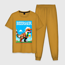 Пижама хлопковая мужская Beersaur - pixel art, цвет: горчичный