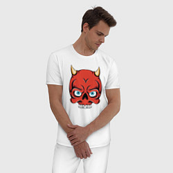 Пижама хлопковая мужская Дьявольский череп, цвет: белый — фото 2
