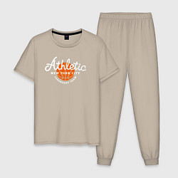 Пижама хлопковая мужская Athletic basketball, цвет: миндальный