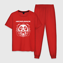Пижама хлопковая мужская Nickelback rock panda, цвет: красный