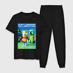 Пижама хлопковая мужская Bart and Creeper - collaboration ai art, цвет: черный