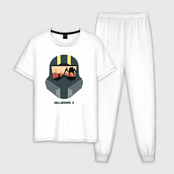 Пижама хлопковая мужская Helldivers: Paratrooper Helmet, цвет: белый