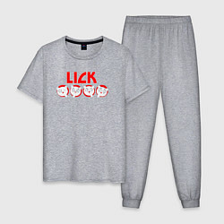 Пижама хлопковая мужская Kiss lick, цвет: меланж