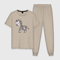 Пижама хлопковая мужская Маленькая зебра, цвет: миндальный